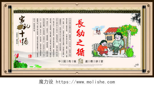 长幼之循家礼十循中国传统文化教育海报